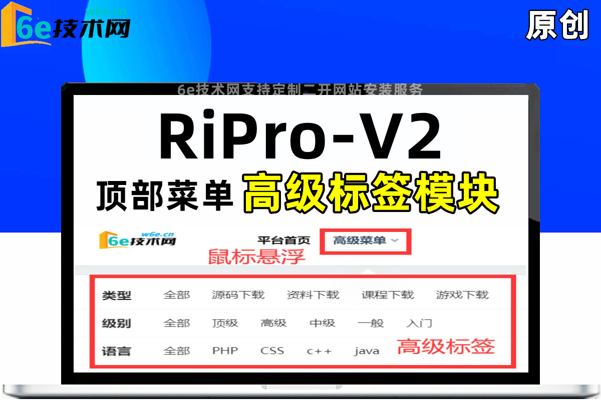 RiPro-V2主题【菜单悬浮高级标签模块】支持自定义文字-链接-直观明了-非常实用