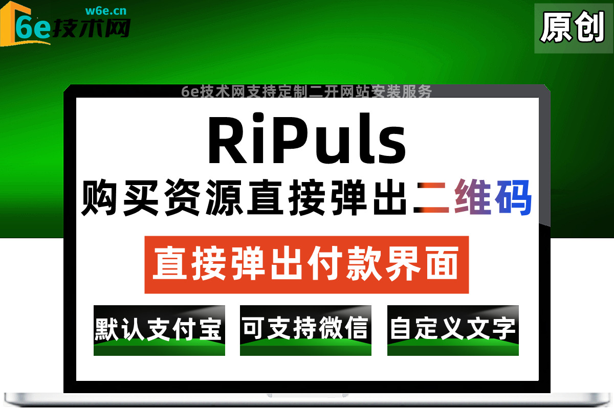 RiPuls主题-【支付直接弹出-付款二维码】弹窗里可自定义文字+跳转链接-可塑性很高-默认支付宝二维码